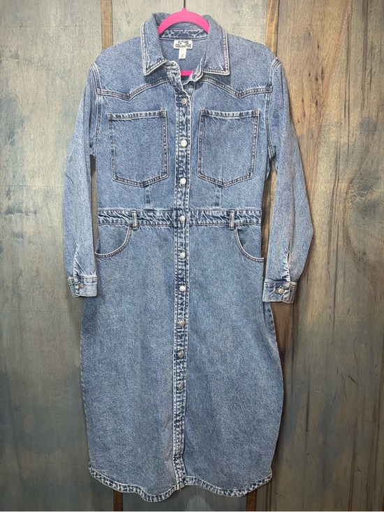 Future Collective Long Sleeve Denim Midi Dress Women’s Size 14 - Picture 4 of 8